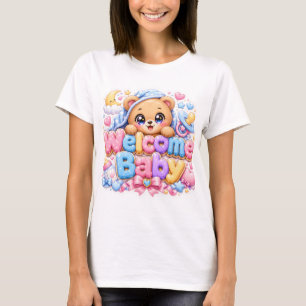 Schattige Kawaii Welkom Baby Teddibeer Pastel Roze T-shirt