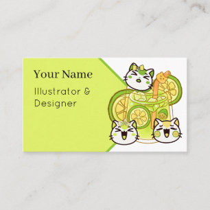 Schattige Kawaii Zomer Limonade Katten Visitekaartje