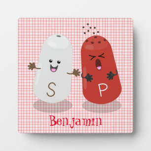 Schattige kawaii zout- en peperstrooiers cartoon fotoplaat