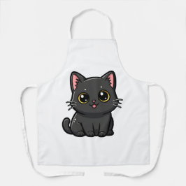 Schattige Kawaii Zwarte Kat Schort