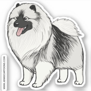 Schattige Keeshond Cartoon Dog Drawing Keesie Viny Sticker