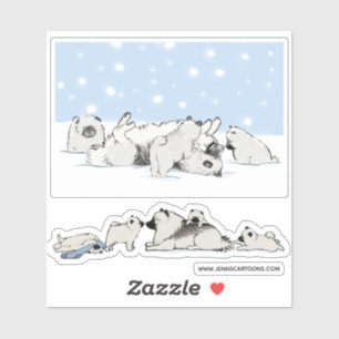 Schattige Keeshond Dogs Keesies Spelen Vinyl Stick Sticker