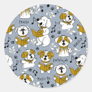 Schattige kerkkoor zingt puppies ronde sticker