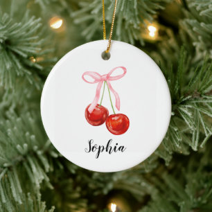 Schattige Kersen Coquette Keramisch Ornament
