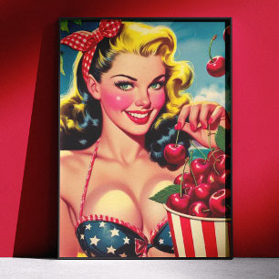 Schattige Kersen Pin-up Perfect Poster