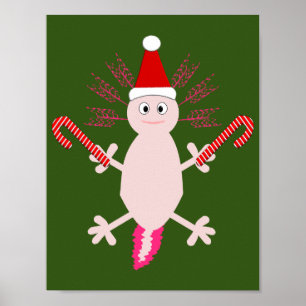 Schattige Kerst Axolotl Poster