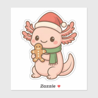 Schattige Kerst Axolotl Sticker Kawaii Peperkoek
