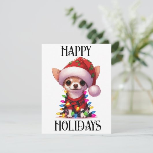 Schattige Kerst Chihuahua Feestdagenkaart (Staand voorkant)