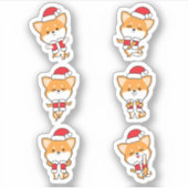 Schattige Kerst Corgi Dog Sticker Pack (Voorkant)