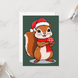 Schattige Kerst Eekhoorn Kaart