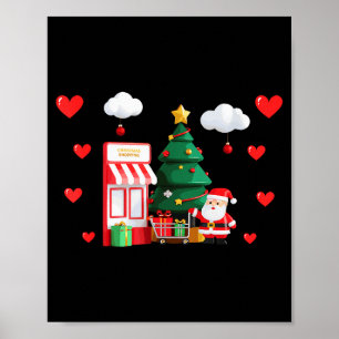 Schattige kerst en winkel Valentijnsdag Kerstmis H Poster