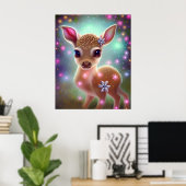 Schattige kerst Fawn Poster (Thuiskantoor)