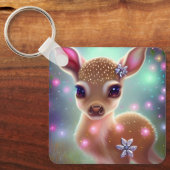 Schattige kerst Fawn Sleutelhanger (Voorkant)