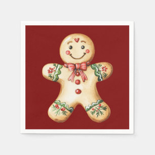 Schattige kerst gingerbread rood servet