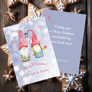 Schattige Kerst Gnome Twins Waterverf Kunst Feestdagenkaart