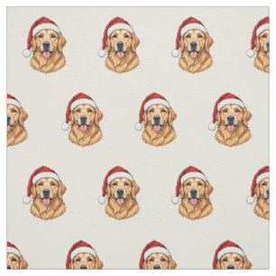 Schattige Kerst Golden Retriever Hond met Kerstman Stof