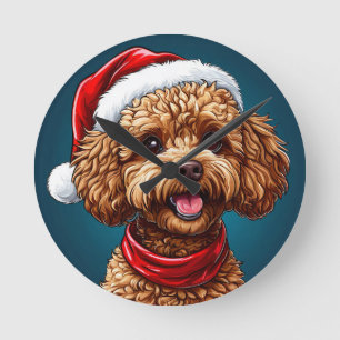 Schattige kerst hond ronde klok