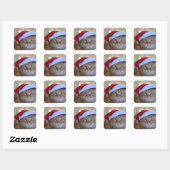 Schattige kerst kat retouradres vierkante sticker (Vel)
