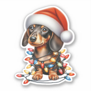 Schattige Kerst Kortharige Weense hond Sticker