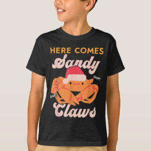 Schattige Kerst Krab Pun Santa Hoed, Hier Komt Zan T-shirt