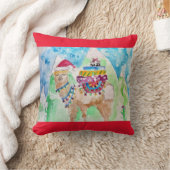 Schattige Kerst Llama Aquarel Rood Decor Kussen (Deken)