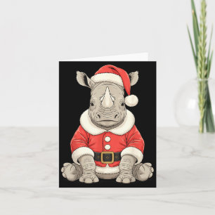 Schattige Kerst Neushoorn Kerstman Safari Dier Kaart