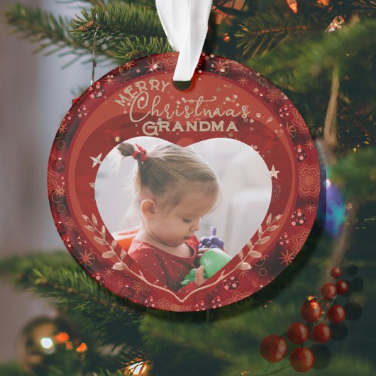 Schattige kerst oma rode foto ornament