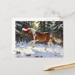Schattige Kerst Paint Horse Merrie Winter Woud Briefkaart