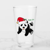 Schattige Kerst Panda Beer Custom Glas (Voorkant)