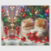 Schattige Kerst Perzische Kat Inpakpapier (Vlak)