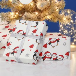 Schattige Kerst Pinguïns Crème Kerstmis Inpakpapie Cadeaupapier