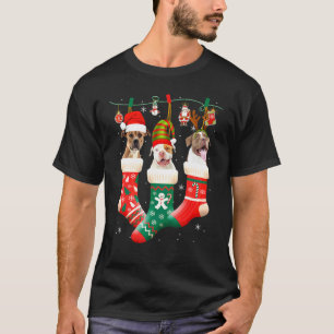 Schattige Kerst Pitbull In Sock Kerstmis Rendier K T-shirt