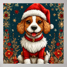Schattige kerst puppy poster
