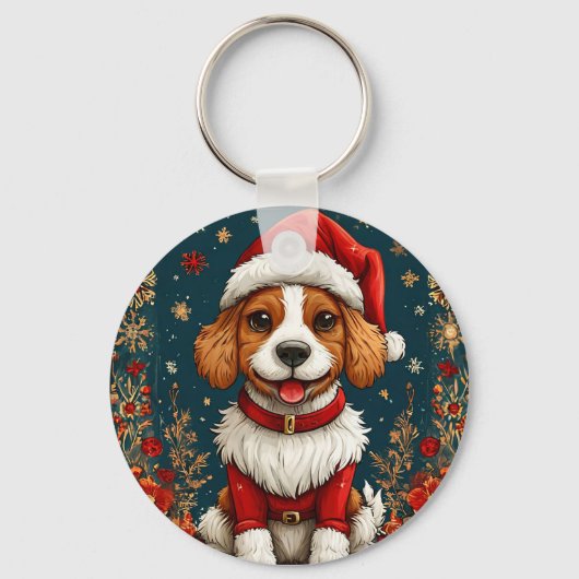Schattige kerst puppy sleutelhanger (Voorkant)
