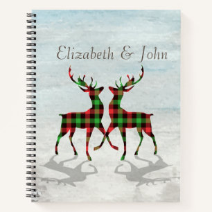Schattige Kerst Rendieren Buffalo Plaid Notitieboek