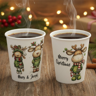 Schattige kerst rendieren papieren bekers