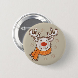 Schattige Kerst Rendieren Prettig Kerstfeest Winte Ronde Button 5,7 Cm