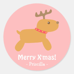 Schattige Kerst Rendieren Ronde Sticker