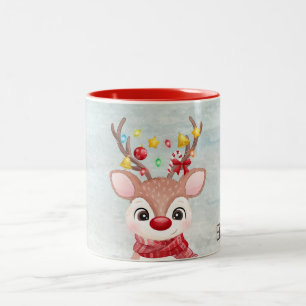 Schattige Kerst Rendieren Tweekleurige Koffiemok