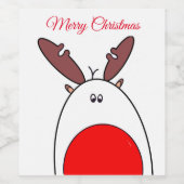 Schattige Kerst Rudolph de Rode Neus Rendier Wijn Etiket (Enkel label)
