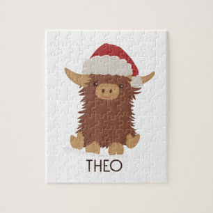 Schattige Kerst shaggy Highland koe Santa Legpuzzel