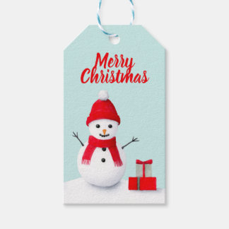 Schattige kerst-sneeuwman pastel waterverf trendy  cadeaulabel