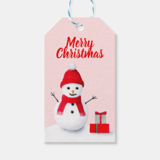 Schattige kerst-sneeuwman pastel waterverf trendy cadeaulabel