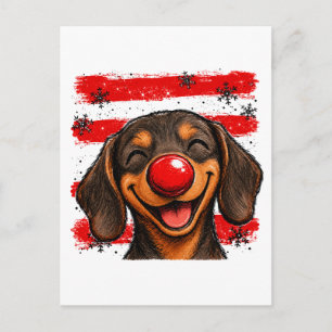 Schattige Kerst Strepen Dachshund Aankondigingskaart