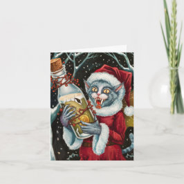 Schattige Kerst Vampier Grijze Kattenfee Kaart