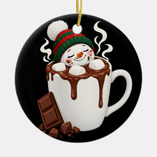 Schattige Kerst Warme Chocolade Sneeuwman Keramisch Ornament