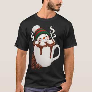 Schattige Kerst Warme Chocolade Sneeuwman T-shirt