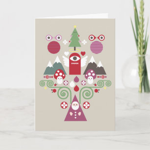 Schattige kerst Wenskaart - beige Feestdagen Kaart