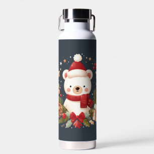 Schattige Kerst/Winter beer in krans Waterfles