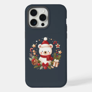Schattige Kerst-/Winterbeer in krans iPhone 15 Pro Max Hoesje
